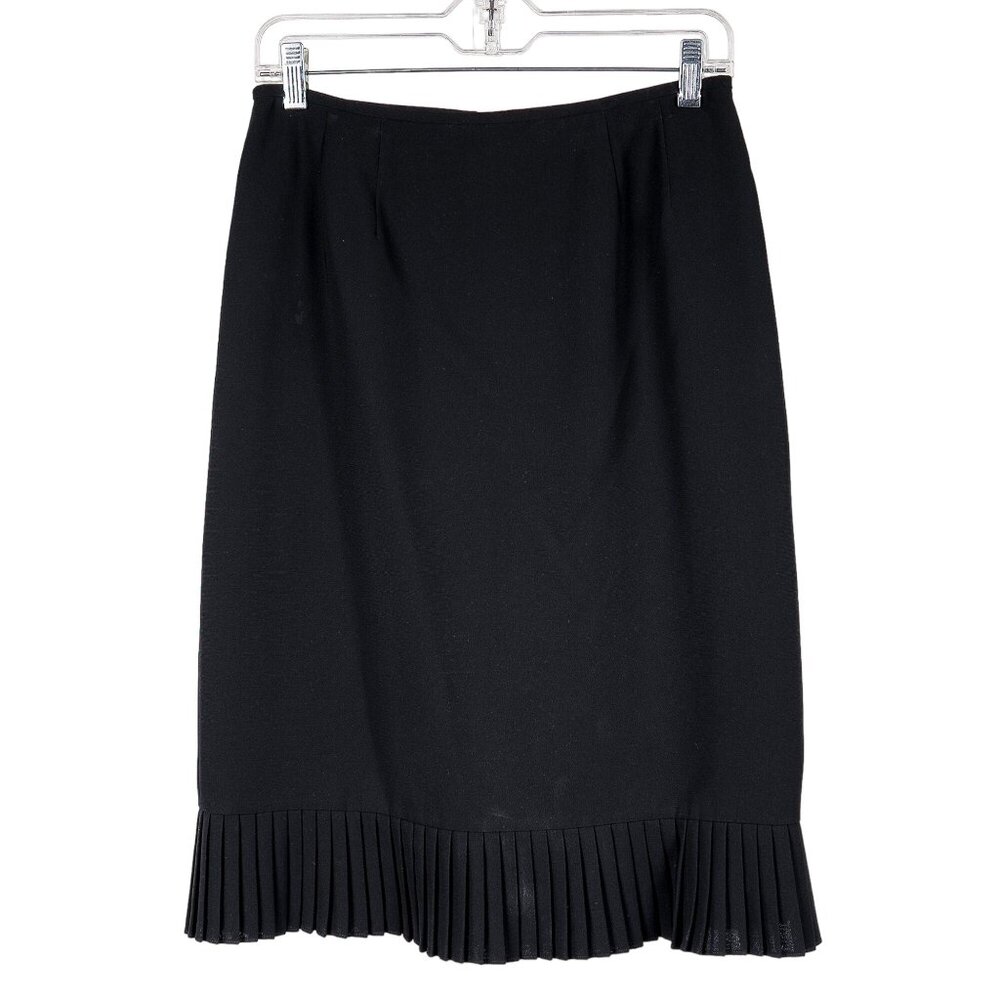 Le Suit Skirt 6 Womens Black Pleated Ruffle Straight Career Casual Knee Length